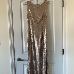 Rose gold sequins floor length gown - M